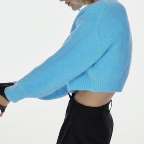 Zara sky blue Cropped knit sweater Sz S mint condition - Picture 5 of 14